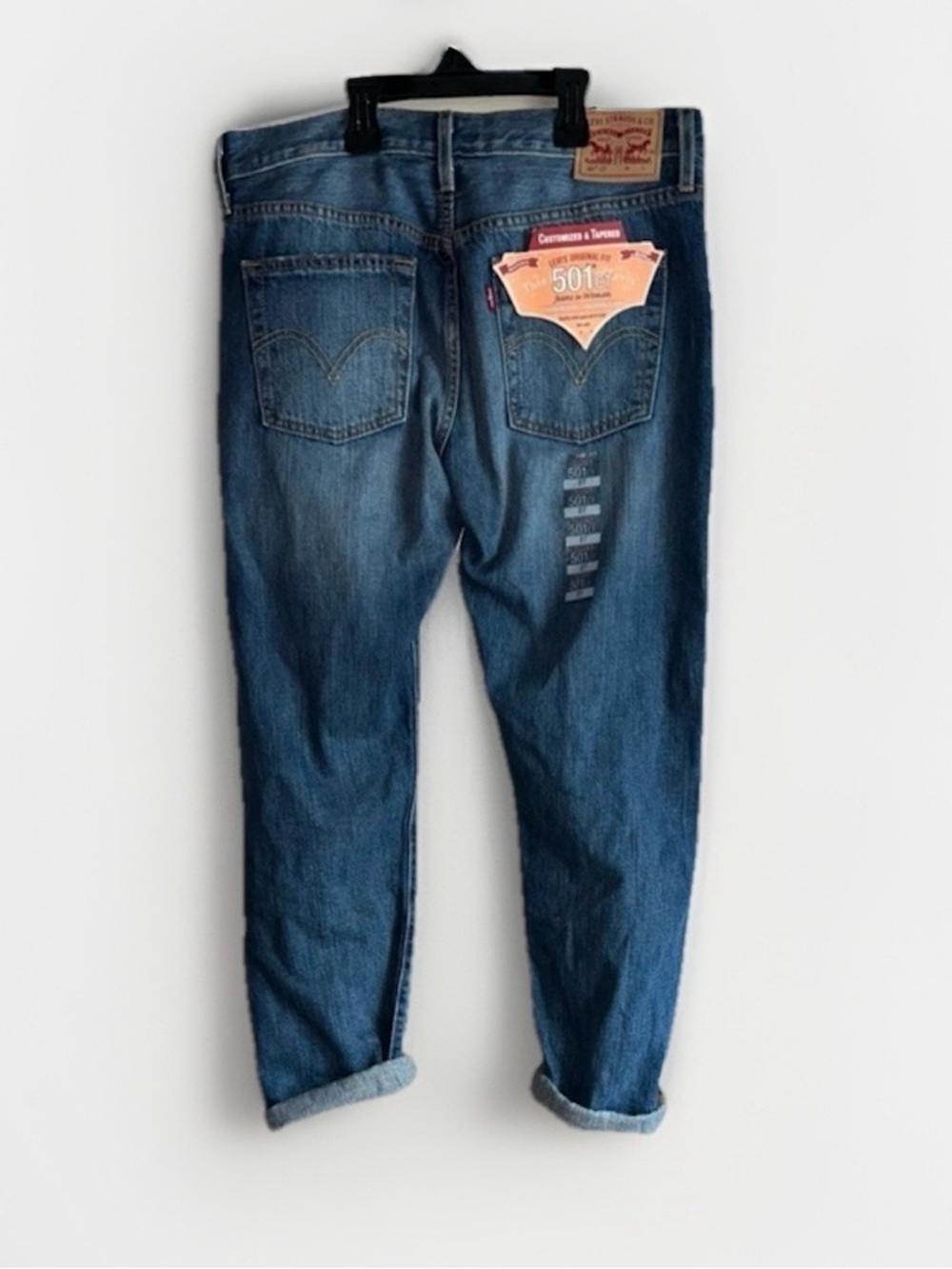 Levi's 501 Customized Tapered Distressed Mid-Rise Jeans Blue - Picture 9 of 9